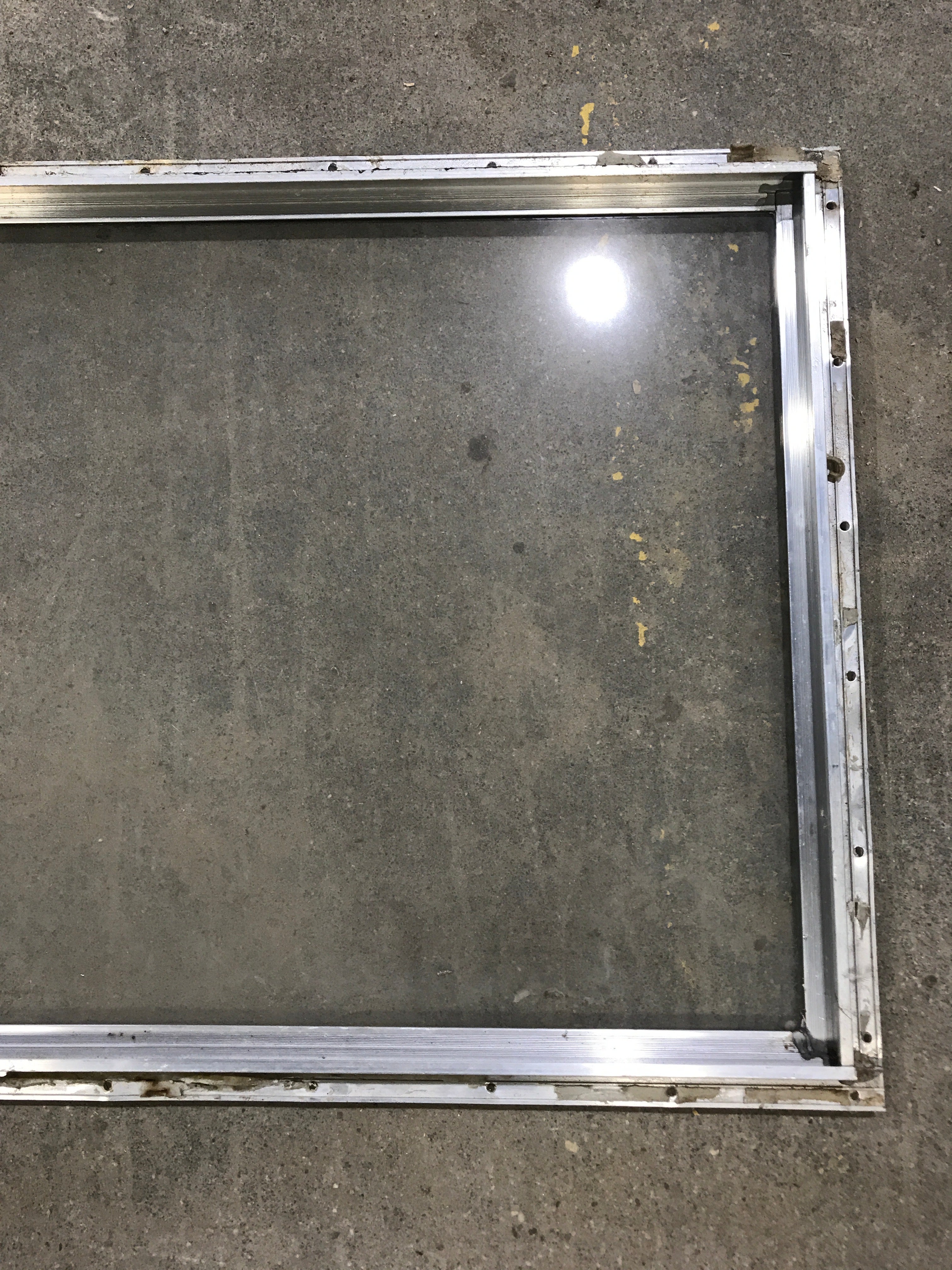 Used Silver Square Non-Opening Window: 28 3/4" W x 18 1/4" H x 1" D