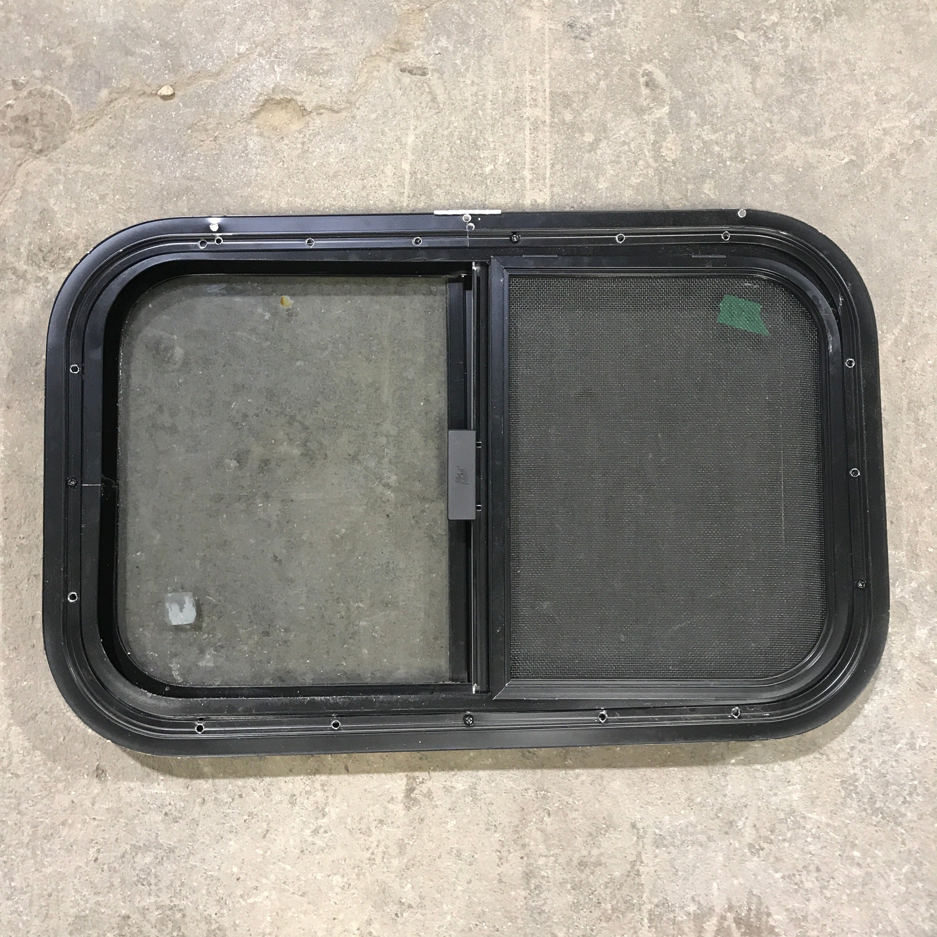 Used Black Radius Opening Window : 23.5" X 14.5" X 1.25" - Young Farts RV Parts