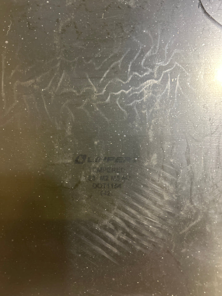 Used Black Radius Frameless Emergency Opening Window : 29 1/2" X 21 1/2 X 1 7/8" D - Young Farts RV Parts