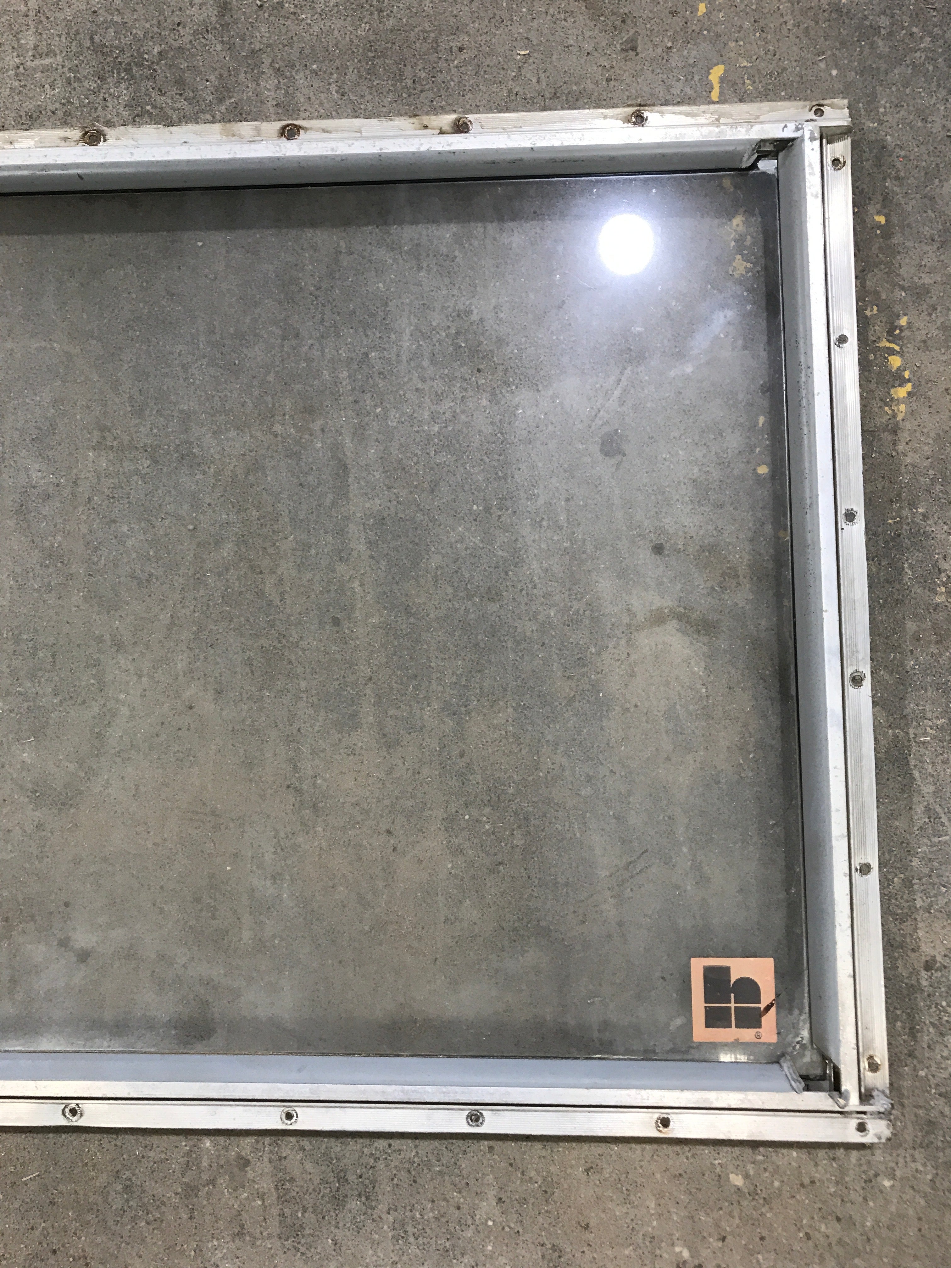 Used Silver Square Non-Opening Window: 28 3/4" W x 18 1/4" H x 1" D