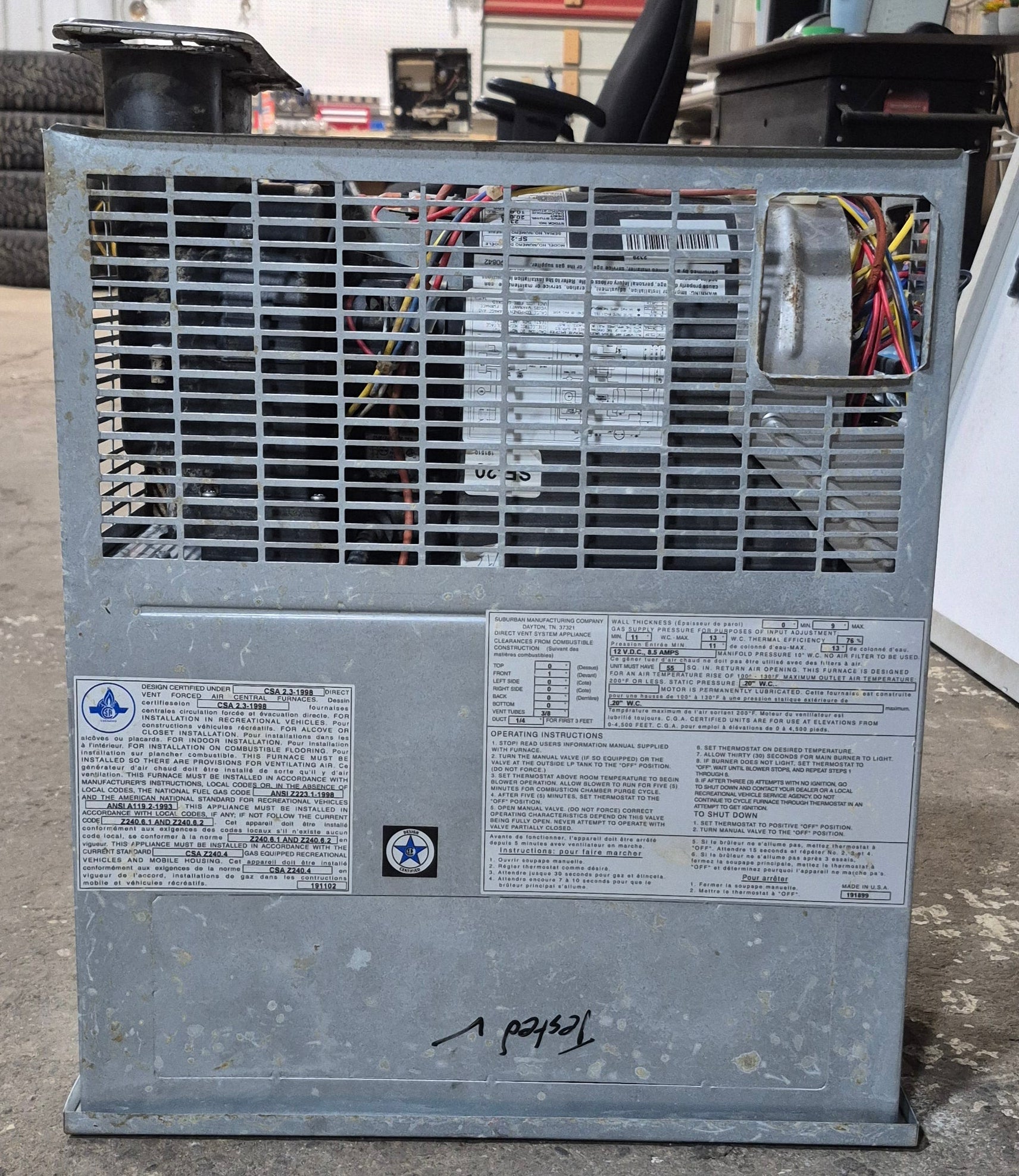 20,000 BTU Used Suburban RV Propane Furnace - SF - 20F - Young Farts RV Parts