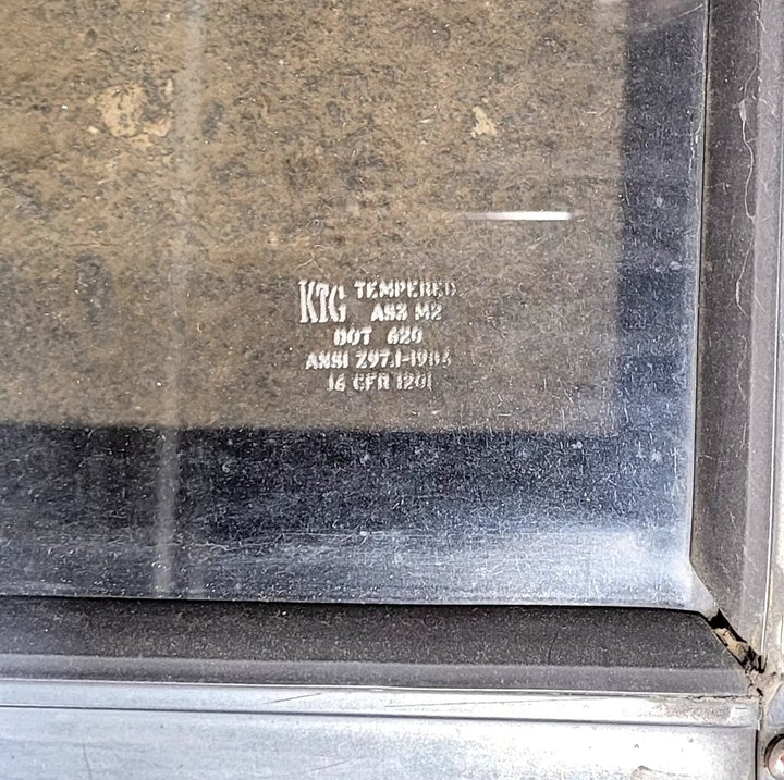 Used Black Radius Opening Window : 45 1/4" W x 21 1/2" H x 1 7/8" D - Young Farts RV Parts