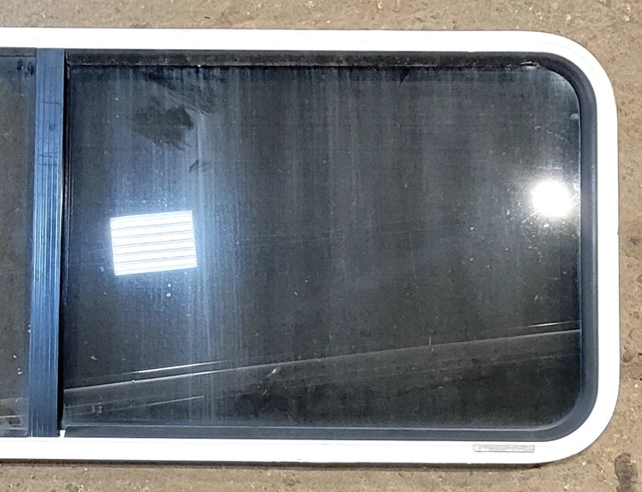 Used White Radius Opening Window : 60 1/4" W x 21 3/4" H x 1 3/4" D - Young Farts RV Parts