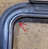 Used Black Radius Emergency Opening Window : 29 1/2" W x 21 1/2" H x 1 1/8" D - Young Farts RV Parts