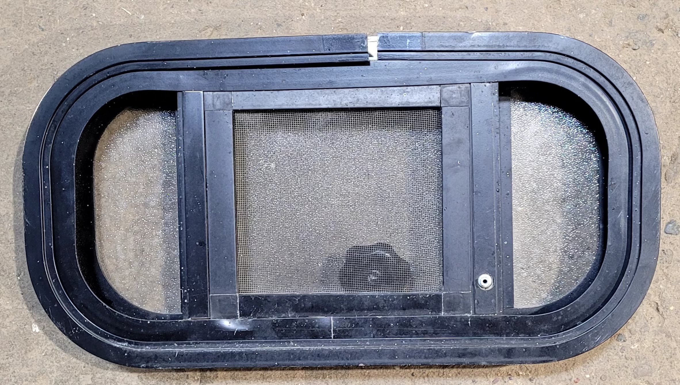 Used Black Radius Opening Window : 18 1/2" W x 9 1/2" H x 1 5/8" D