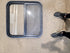 Used Black Radius Opening Window : 25 1/2" W x 25 1/2" H x 1 3/4" D - Young Farts RV Parts