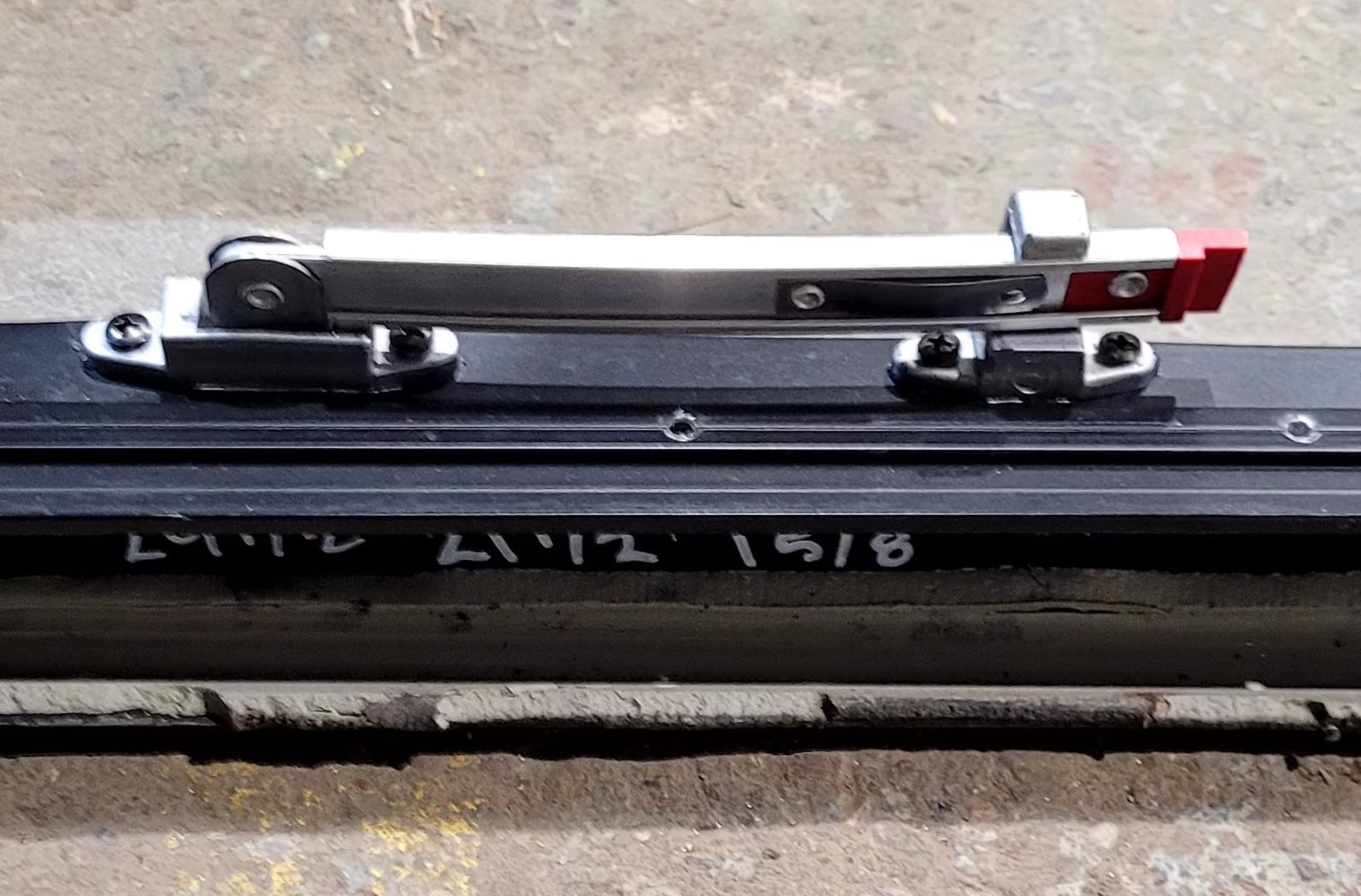 Used Black Radius Emergency Opening Window : 29 1/2" W x 21 1/2" H x 1 5/8" D - Young Farts RV Parts