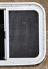 Used White Radius Opening Window : 23 1/2" W x 17 1/2" H x 1 3/4" D - Young Farts RV Parts