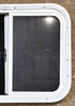Used White Radius Opening Window : 23 1/2" W x 17 1/2" H x 1 1/4" D - Young Farts RV Parts