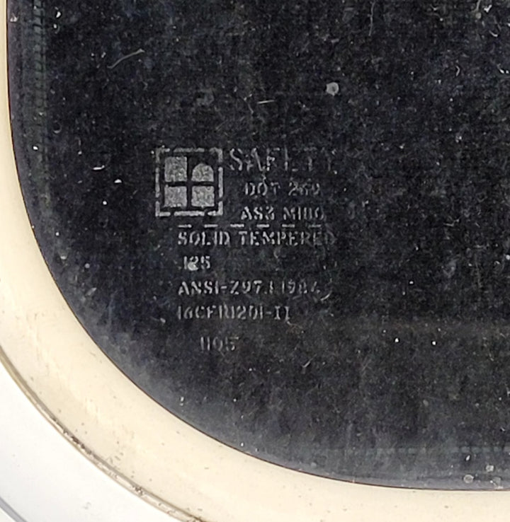 Used White Radius Opening Window : 23 1/2" W x 17 1/2" H x 1 1/2" D - Young Farts RV Parts
