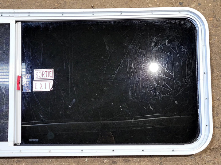 Used White Radius Emergency Opening Window : 59 1/2" W x 21 1/2" H x 1 3/4" D - Young Farts RV Parts
