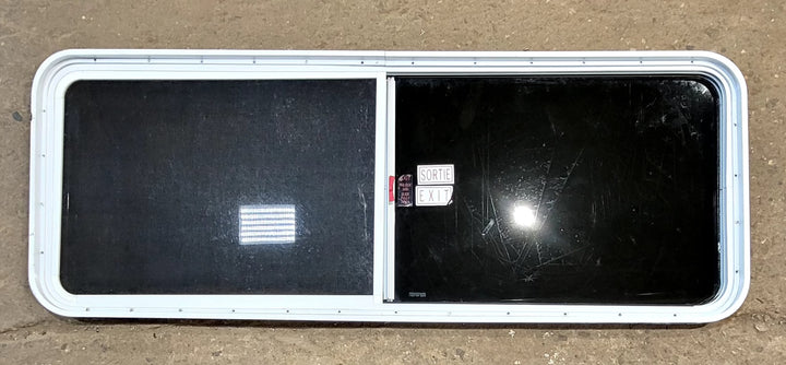 Used White Radius Emergency Opening Window : 59 1/2" W x 21 1/2" H x 1 3/4" D - Young Farts RV Parts