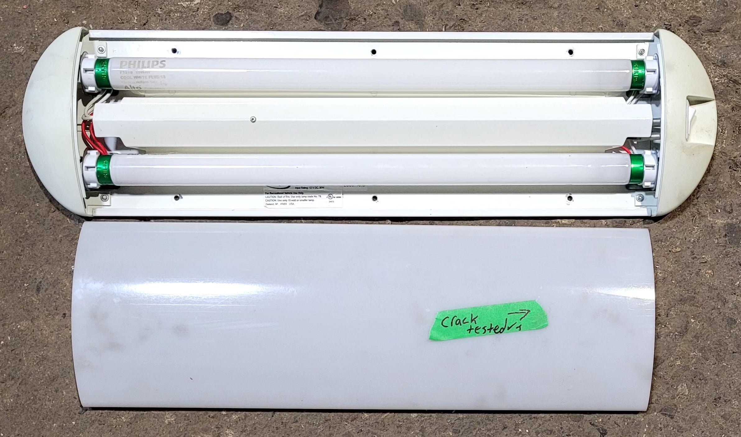 Used Dual Florescent light fixture - With Switch - Young Farts RV Parts