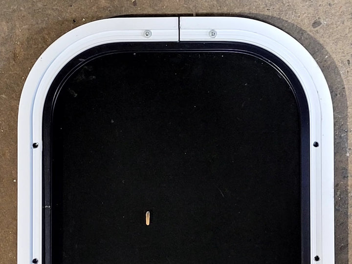 Used Black Radius Non Opening Window : 11 1/4" W x 18 1/4" H x 1" D - Young Farts RV Parts
