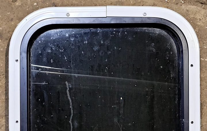 Used Black Radius Non Opening Window : 14 3/4" W x 18 1/4" H x 1 1/8" D - Young Farts RV Parts