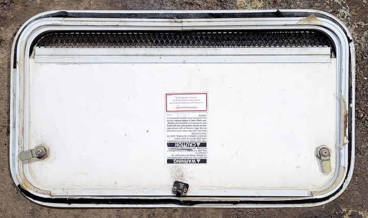 Used Radius Cornered Battery / Propane Cargo Door 24 1/2" x 13 1/2" x 3/4" D - Young Farts RV Parts