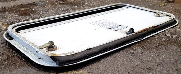 Used Radius Cornered Battery / Propane Cargo Door 24 1/2" x 13 1/2" x 3/4" D - Young Farts RV Parts