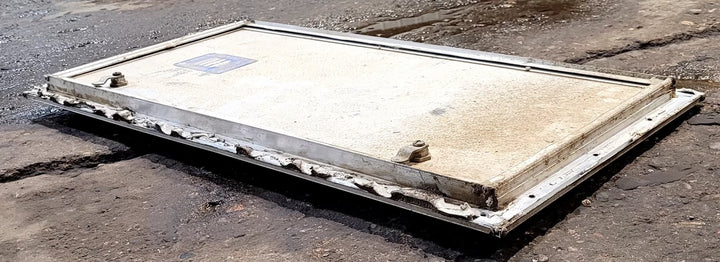Used Square Propane/ Cornered Cargo Door 14 1/4" x 29" x 3/4" D - Young Farts RV Parts