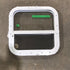 Used White Radius Opening Window : 17 1/2" W x 17 1/2" H x 1 1/2" D - Young Farts RV Parts