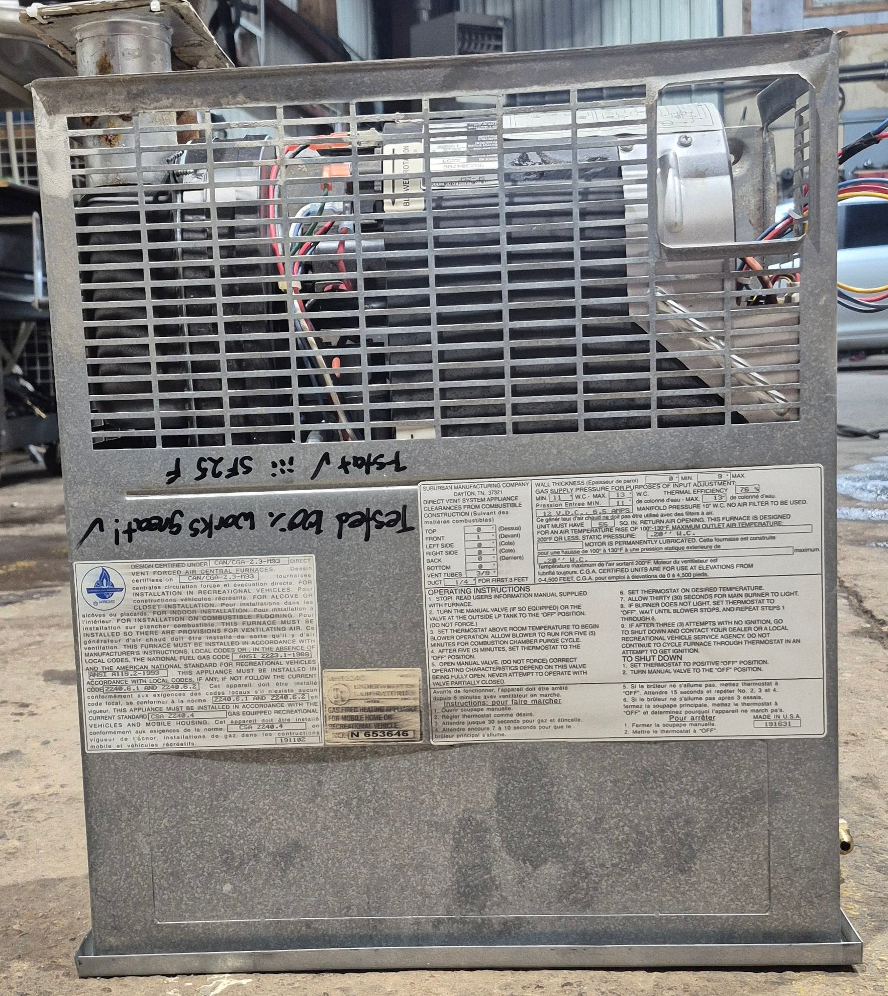 25,000 BTU USED SF - 25F Suburban RV Propane Furnace - Young Farts RV Parts