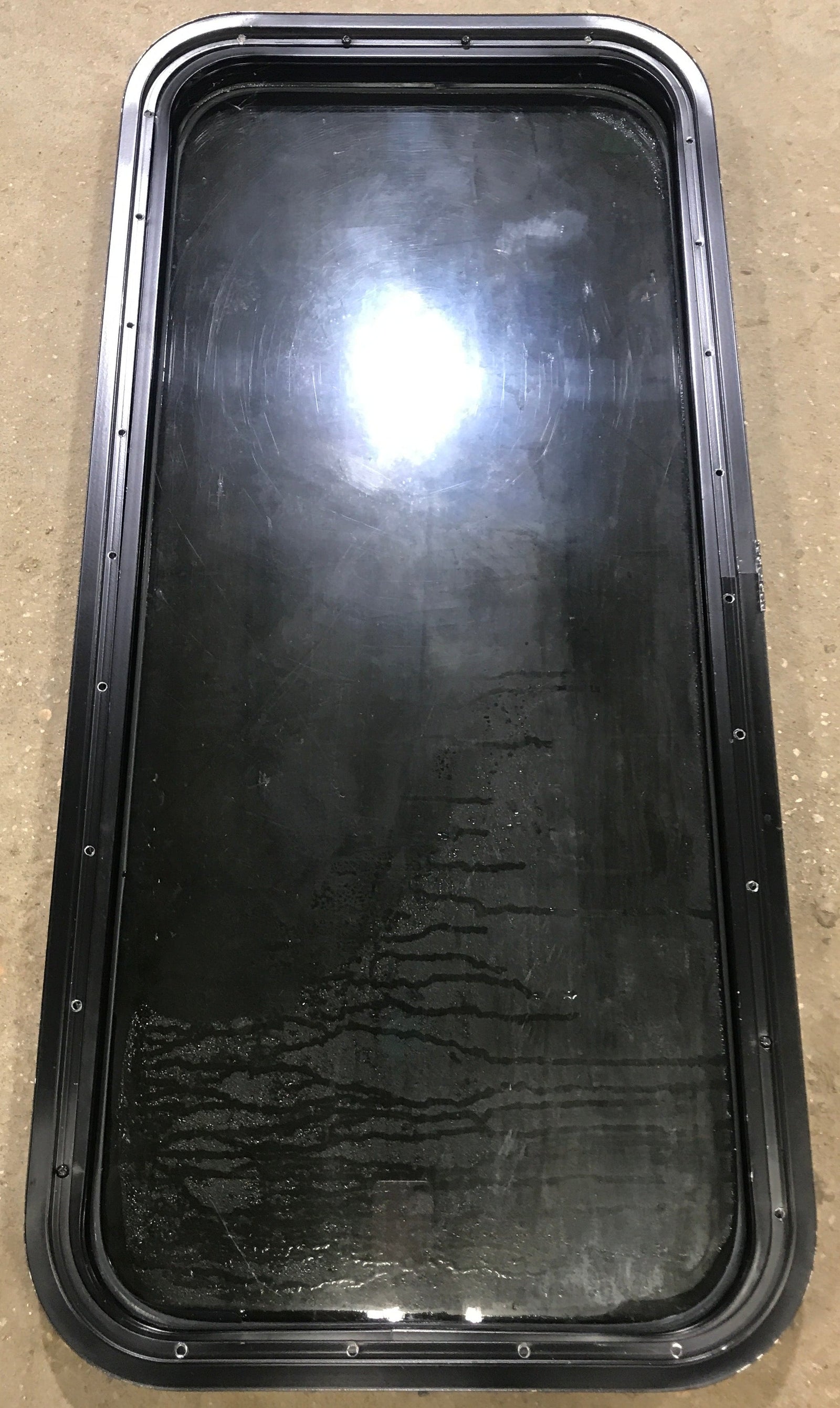 Used Black Radius Non Opening Window : 17 1/2