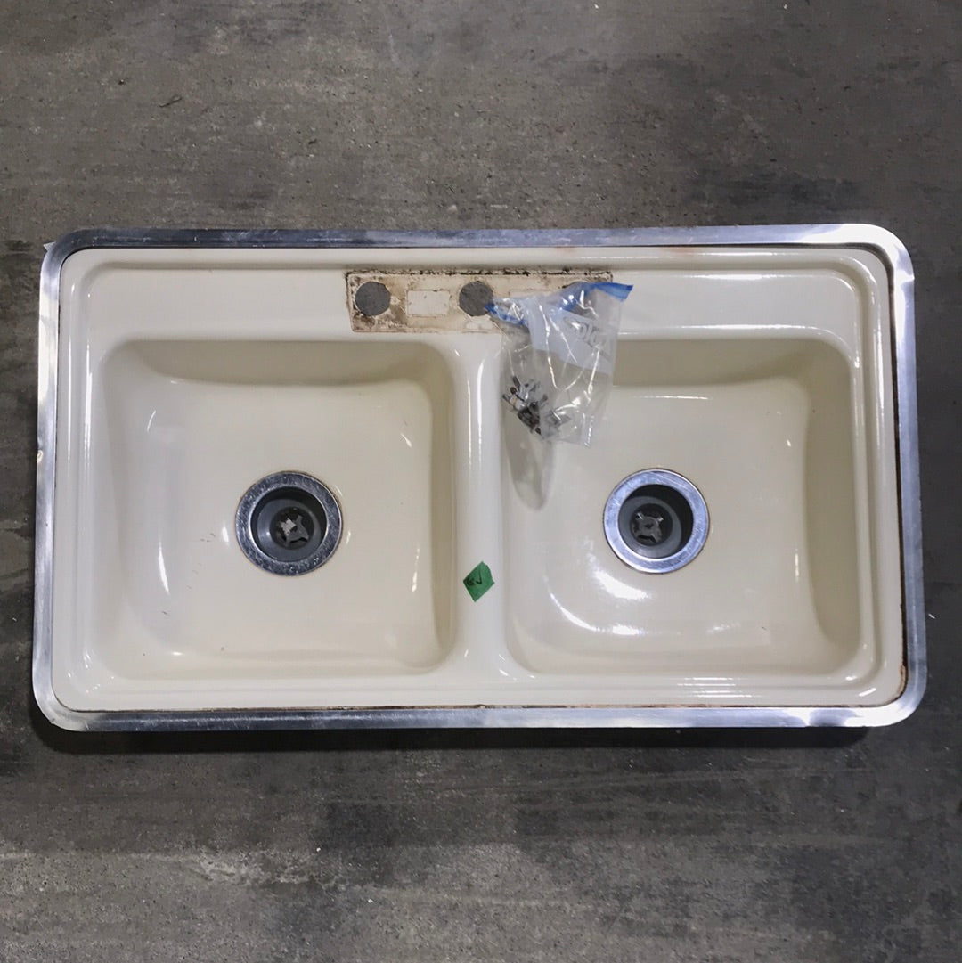 Used Double Kitchen Sink 33” W x 19” L