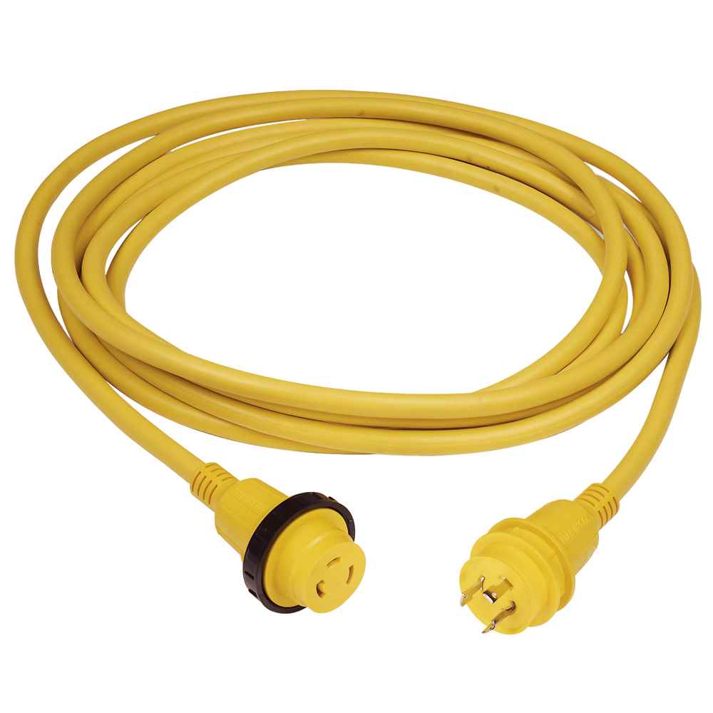 30 Amp PowerCord PLUS Cordset w/Power - On LED - Yellow 50ft - Young Farts RV Parts