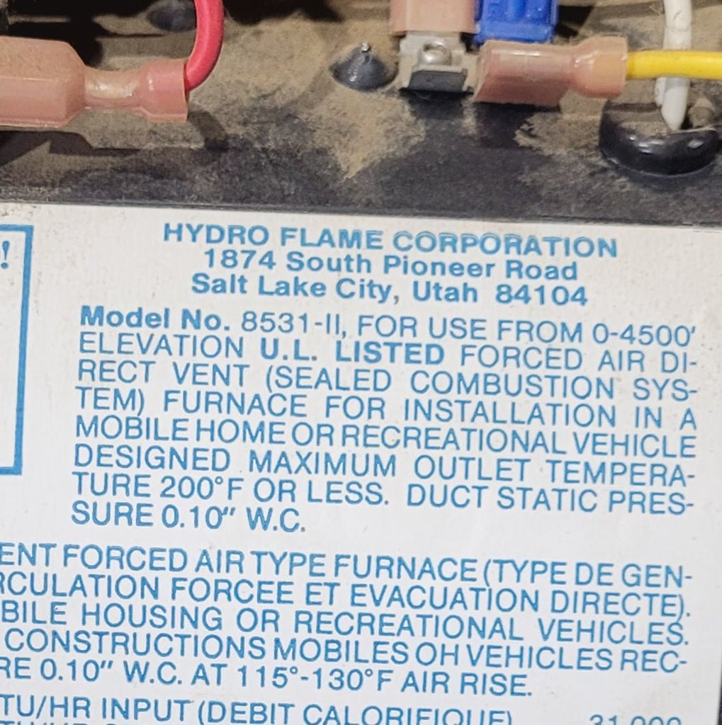 31,000 BTU USED 8531 - II Atwood HYDROFLAME Propane Furnace - Young Farts RV Parts