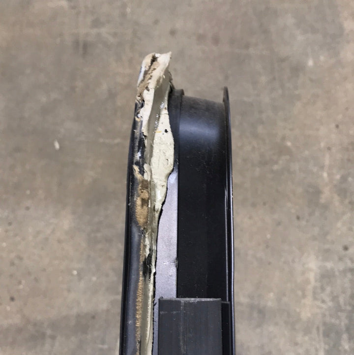 USED Black Radius Opening Window : 42 1/2" W x 22 1/2" H x 2" D - Young Farts RV Parts