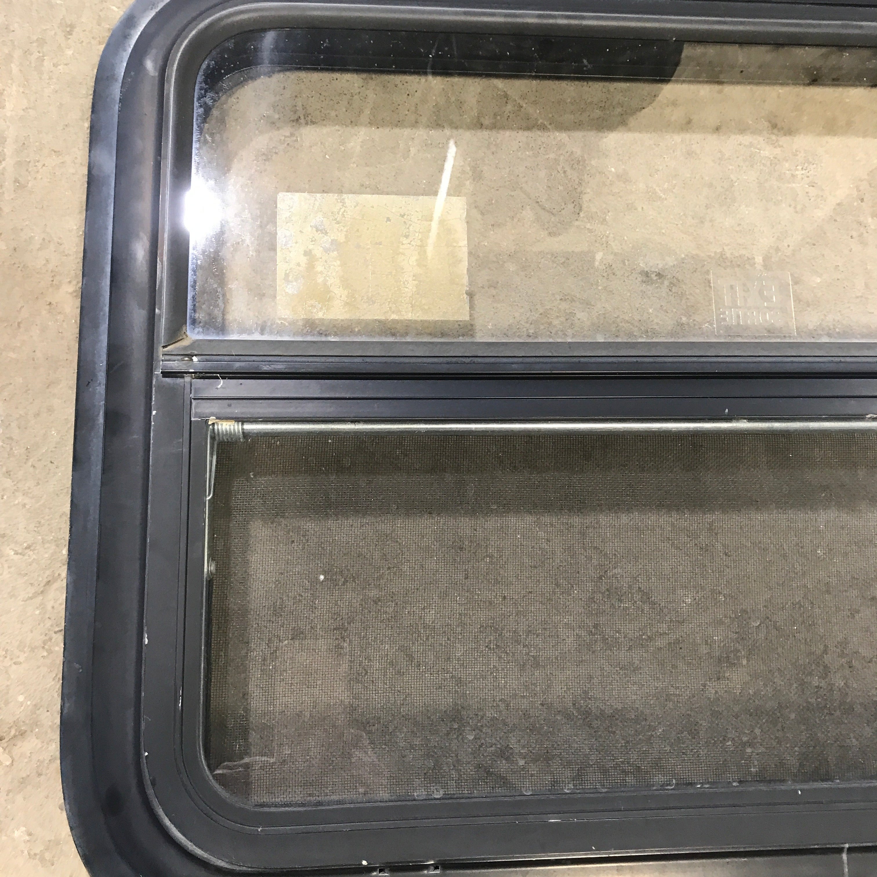 Used Black Radius Emergency Opening Window : 29.5" X 21.5" X 2" - Young Farts RV Parts