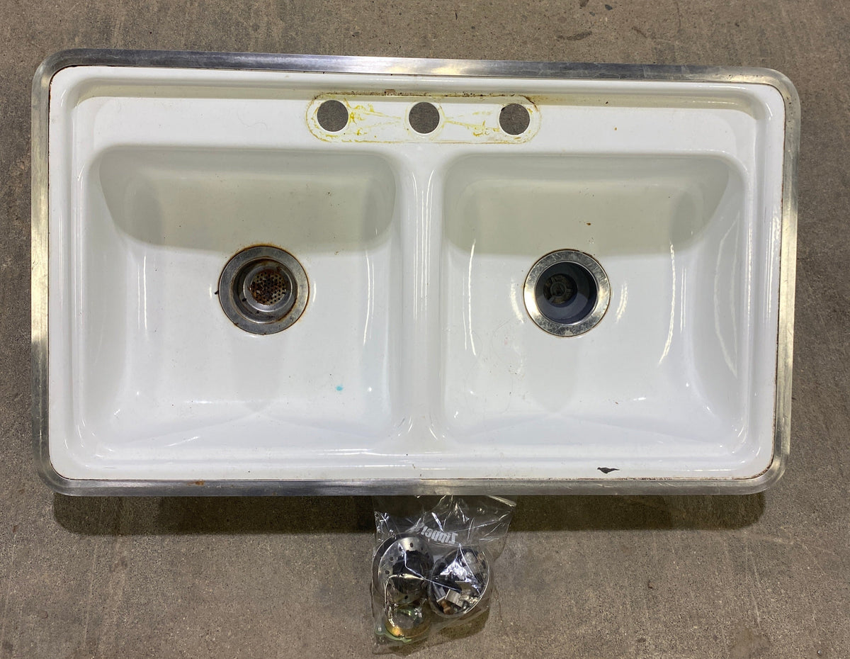 Used Double Kitchen Sink 33” W x 19” L