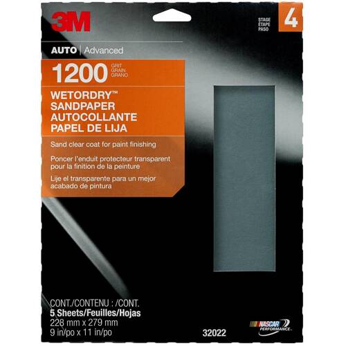 3M Wetordry Sandpaper - 9" x 11"; 1200 Gritl Black; Case of 5 Sheets - 32022 - Young Farts RV Parts
