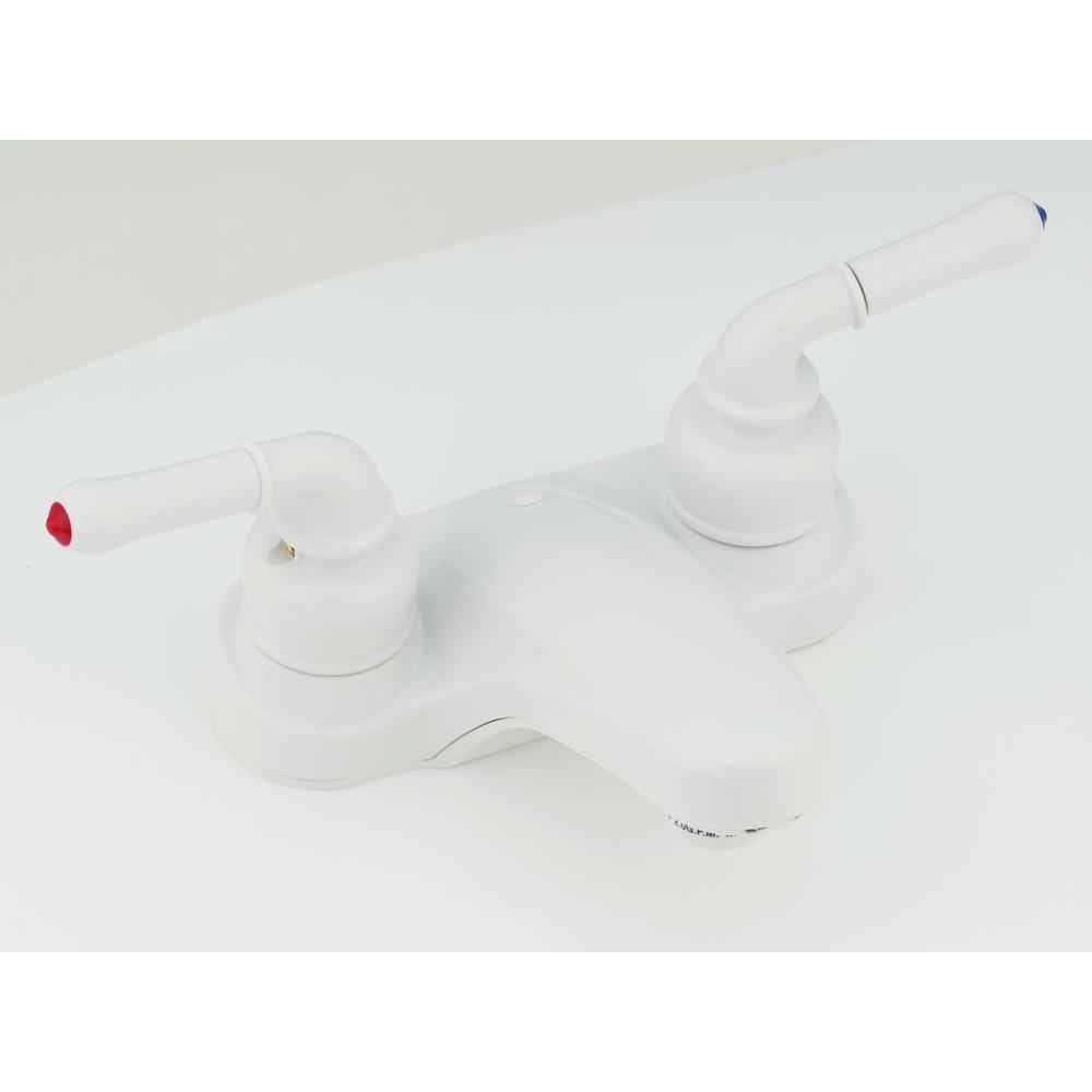 4" Lavatory Faucet w/Lever Handles White - Young Farts RV Parts