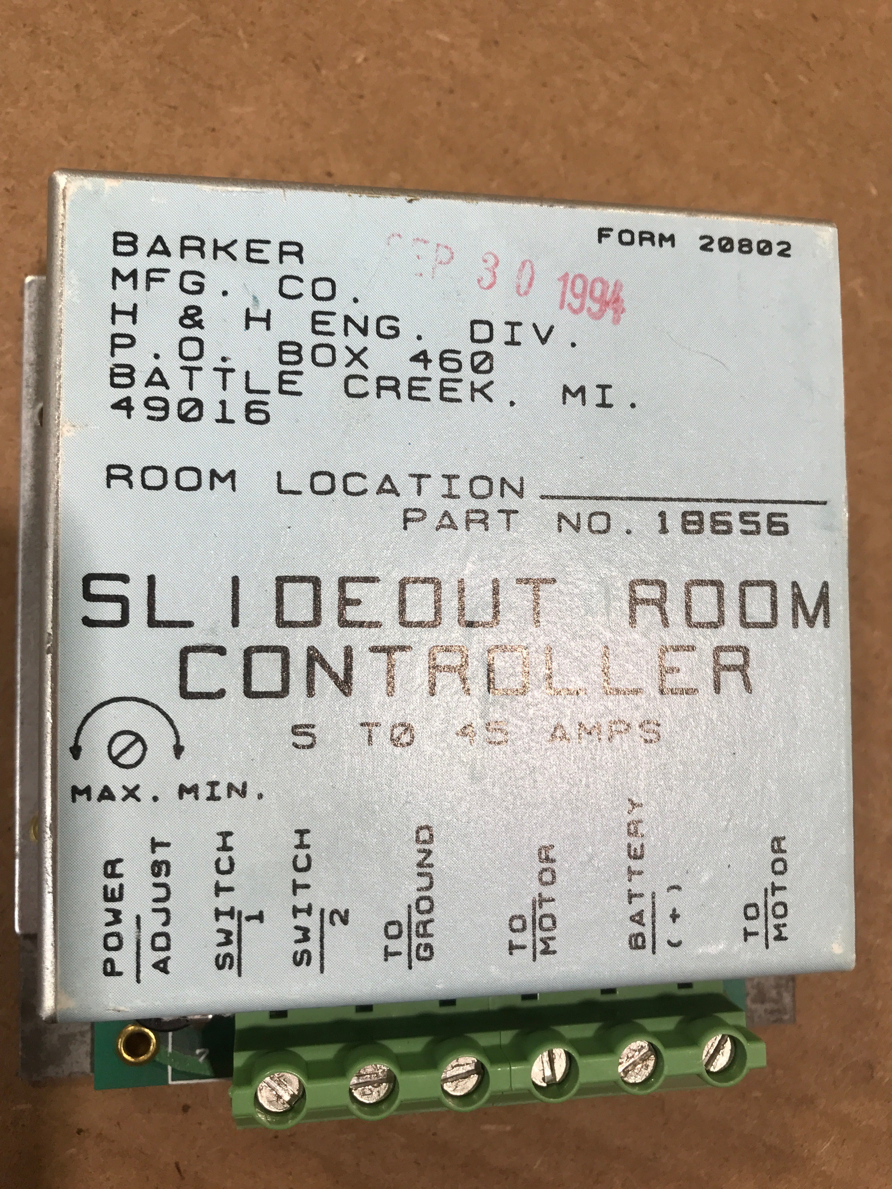 Used Barker Slide-Out Controller - 18656