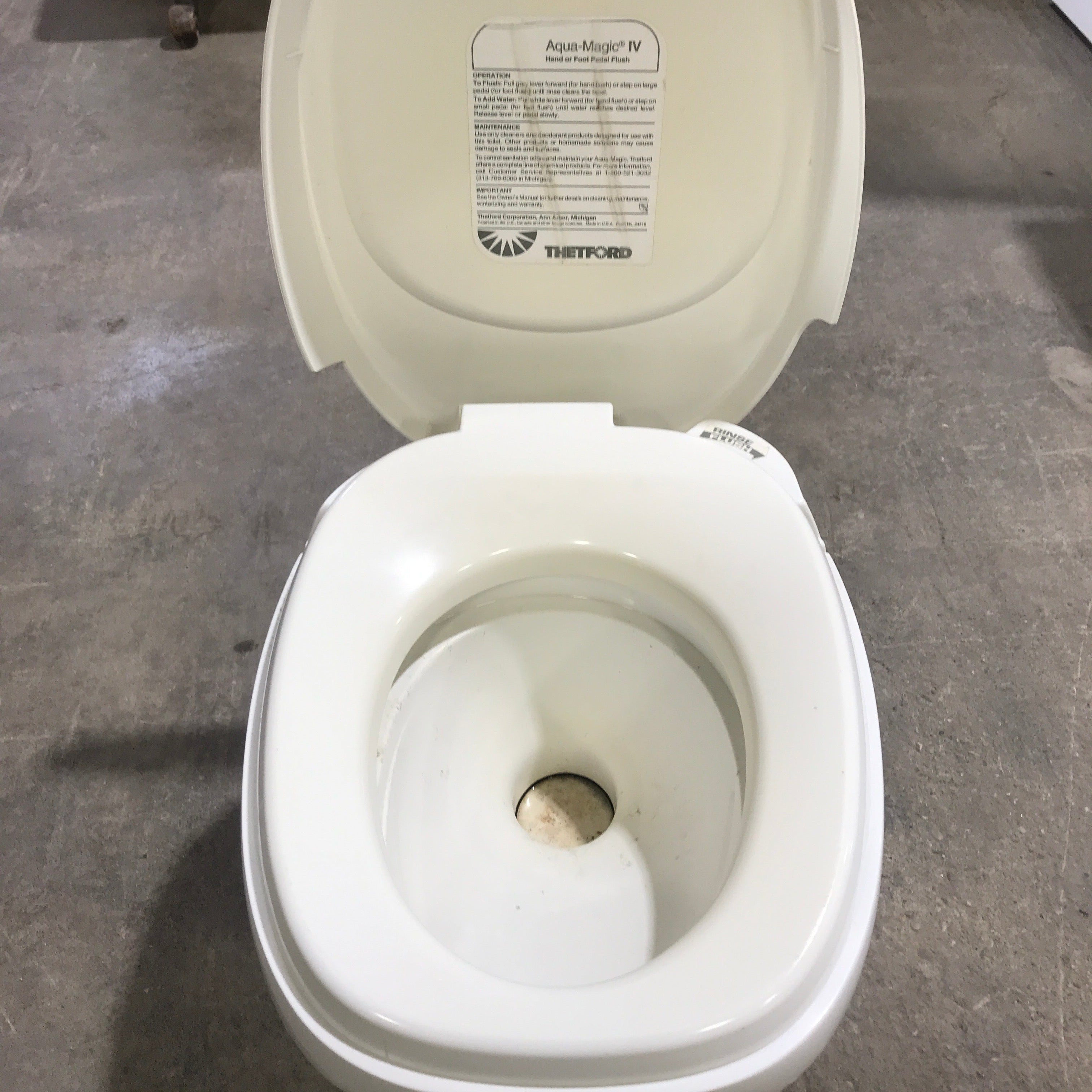 Used Complete Thetford Toilet, Hand Flush, High Profile, Off-White - AQUA MAGIC IV ,  24024 - Young Farts RV Parts