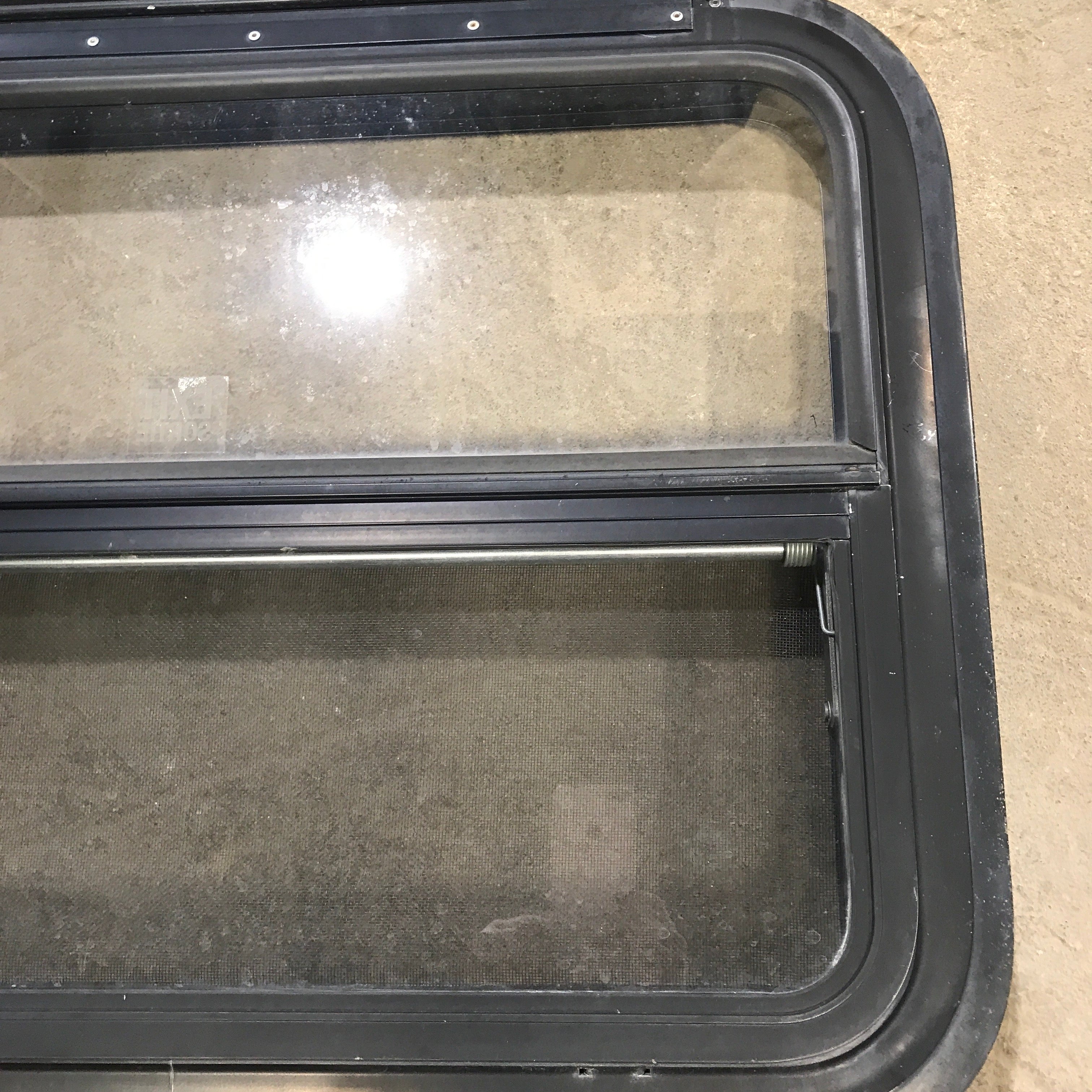 Used Black Radius Emergency Opening Window : 29.5" X 21.5" X 2" - Young Farts RV Parts