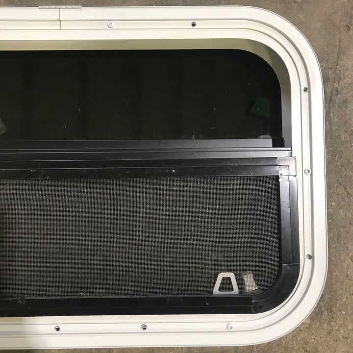 Used White Radius Opening Window : 23.5" X 14.5" X 1.875" - Young Farts RV Parts