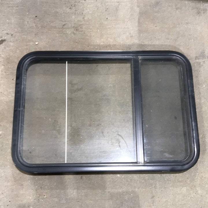 USED Black Radius Opening Window : 23" W x 33 3/4" H x 2" D - Young Farts RV Parts