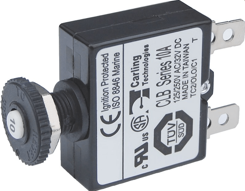 7054 10A Push Button Thermal with Quick Connect Terminals - Young Farts RV Parts