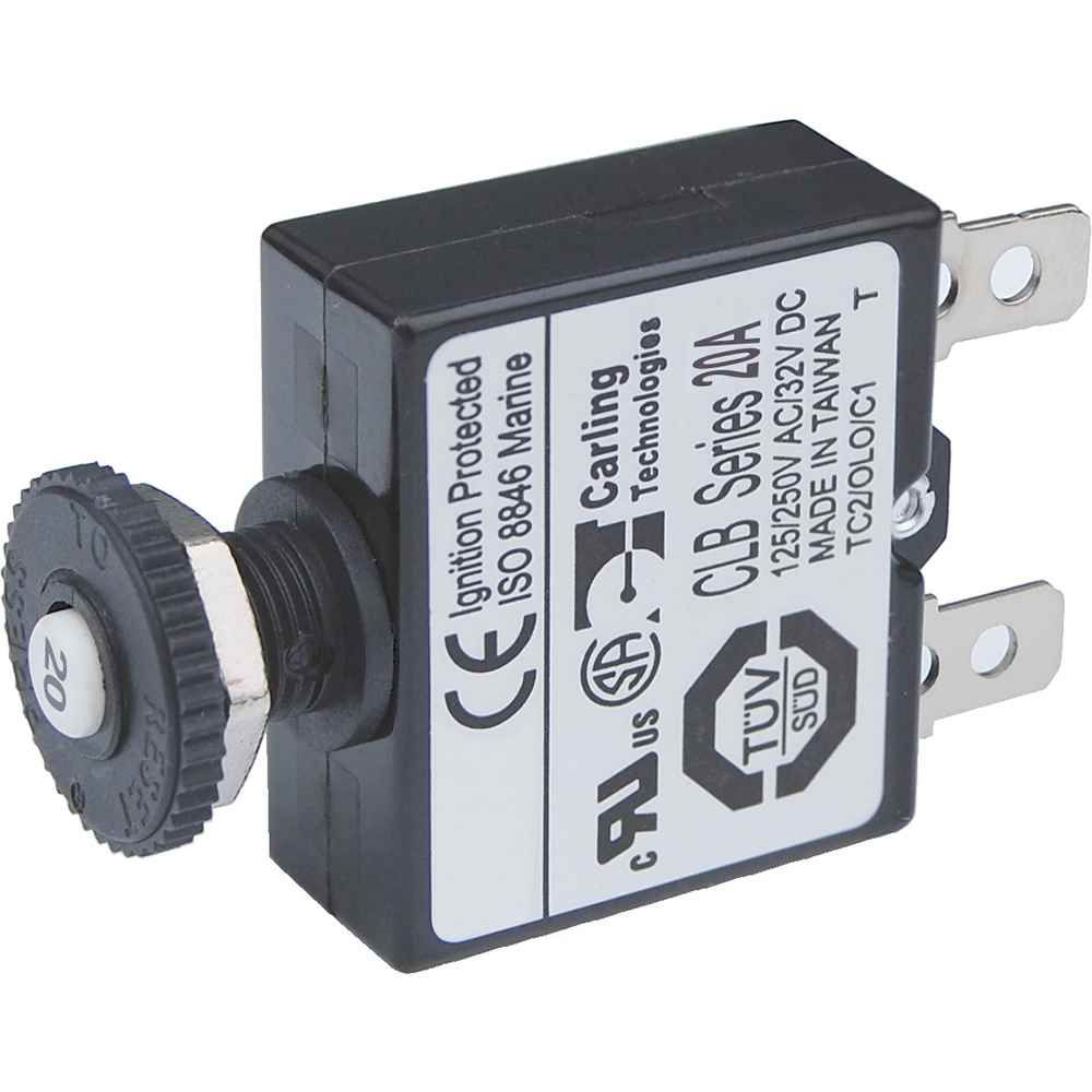7057 20A Push Button Thermal with Quick Connect Terminals - Young Farts RV Parts