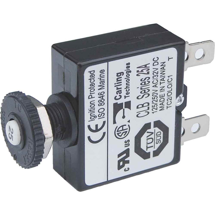 7058 25A Push Button Thermal with Quick Connect Terminals - Young Farts RV Parts