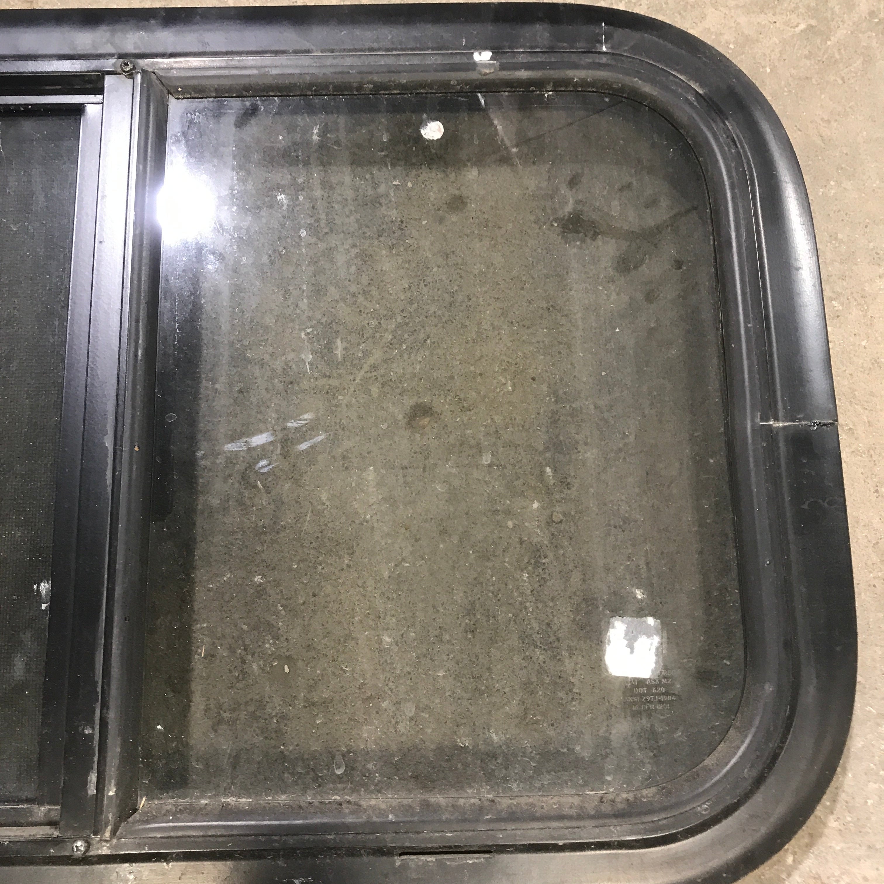 Used Black Radius Opening Window : 23.5" X 14.5" X 1.25" - Young Farts RV Parts