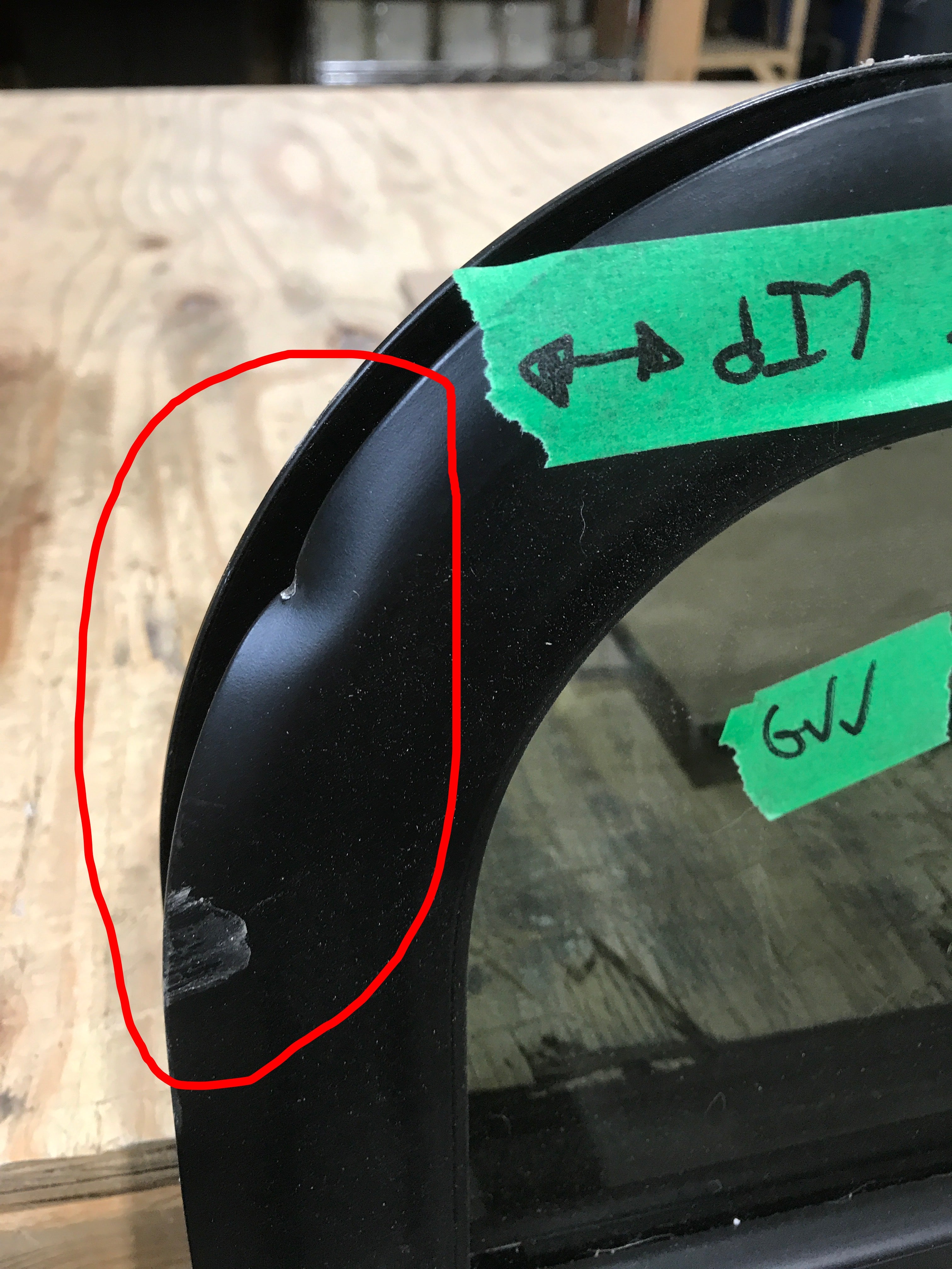 Used Black Radius Opening Window : 35 3/4" W x 36" H x 3/4"