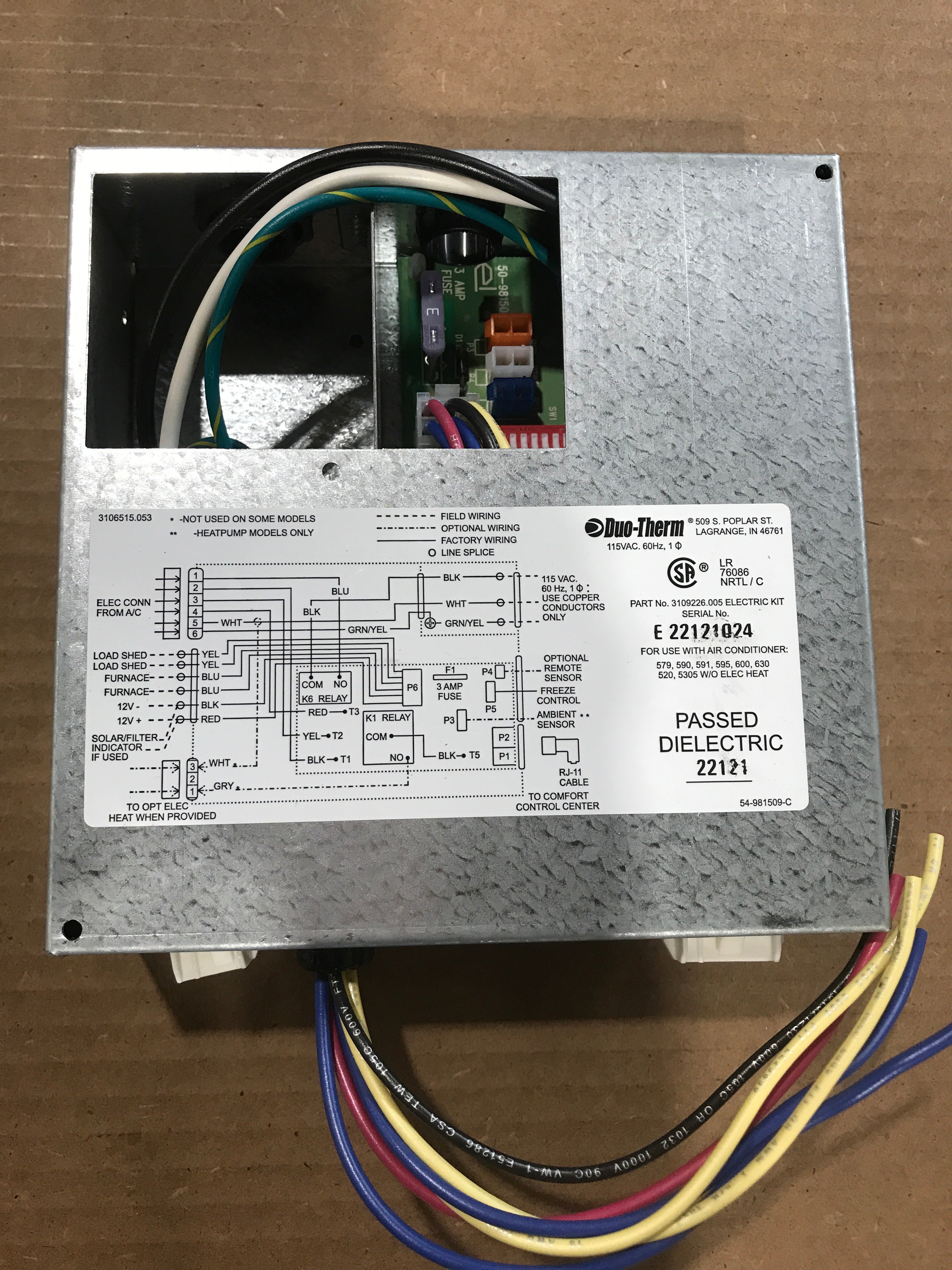 Used Dometic / Duo-Therm Air Conditioner Control Box Assembly - 3109226.005