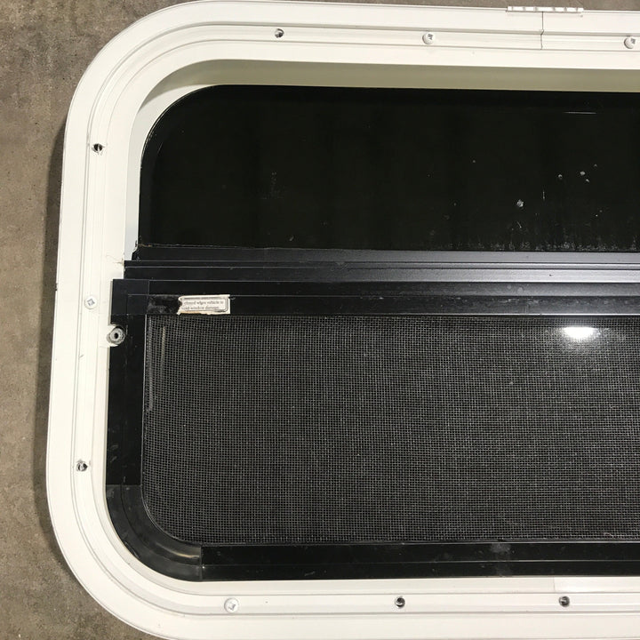 Used White Radius Opening Window : 23.5" X 14.5" X 1.875" - Young Farts RV Parts