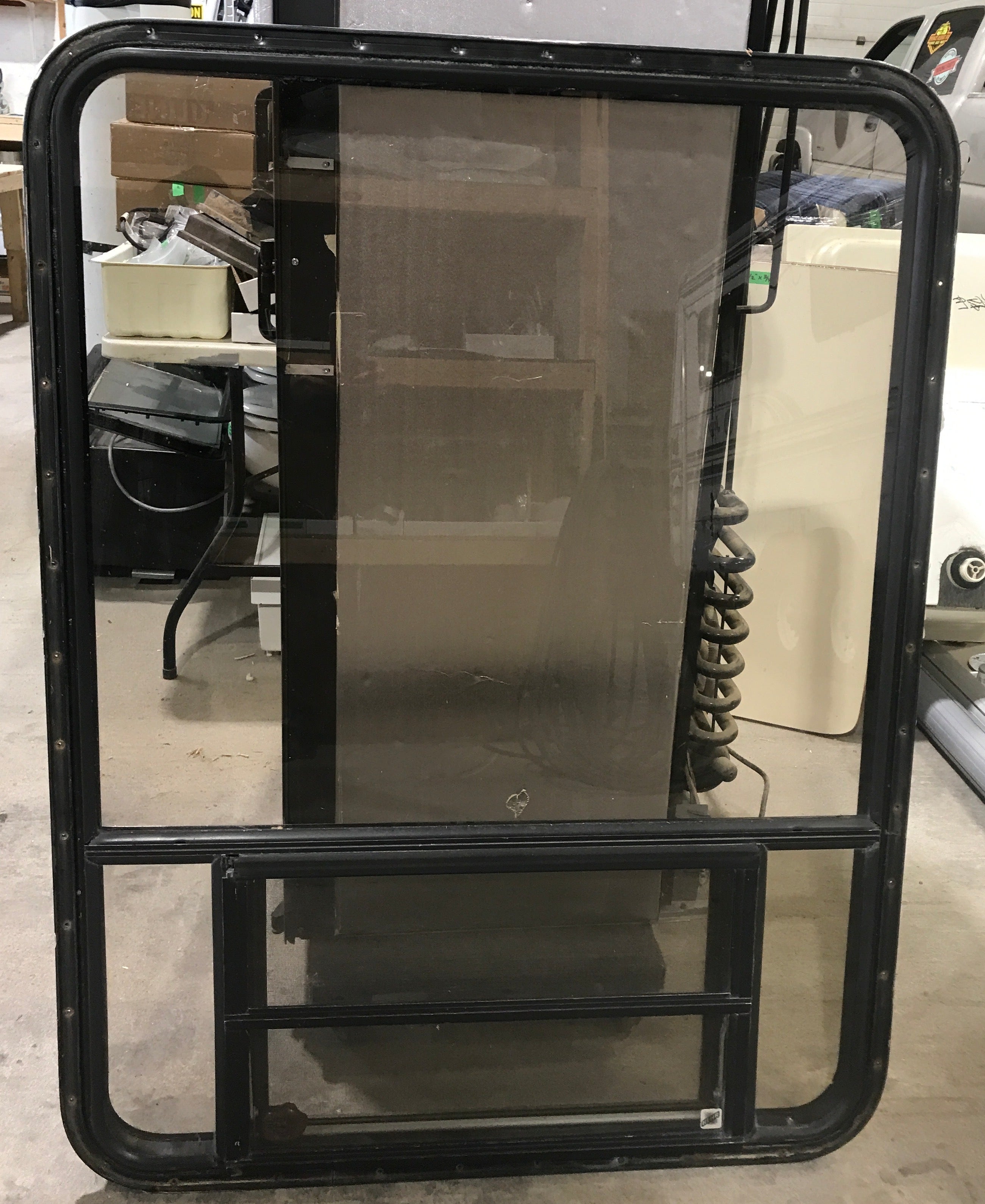 Used Black Radius Opening Window : 36 1/2" W x 48 1/2" H x 1 1/2" D