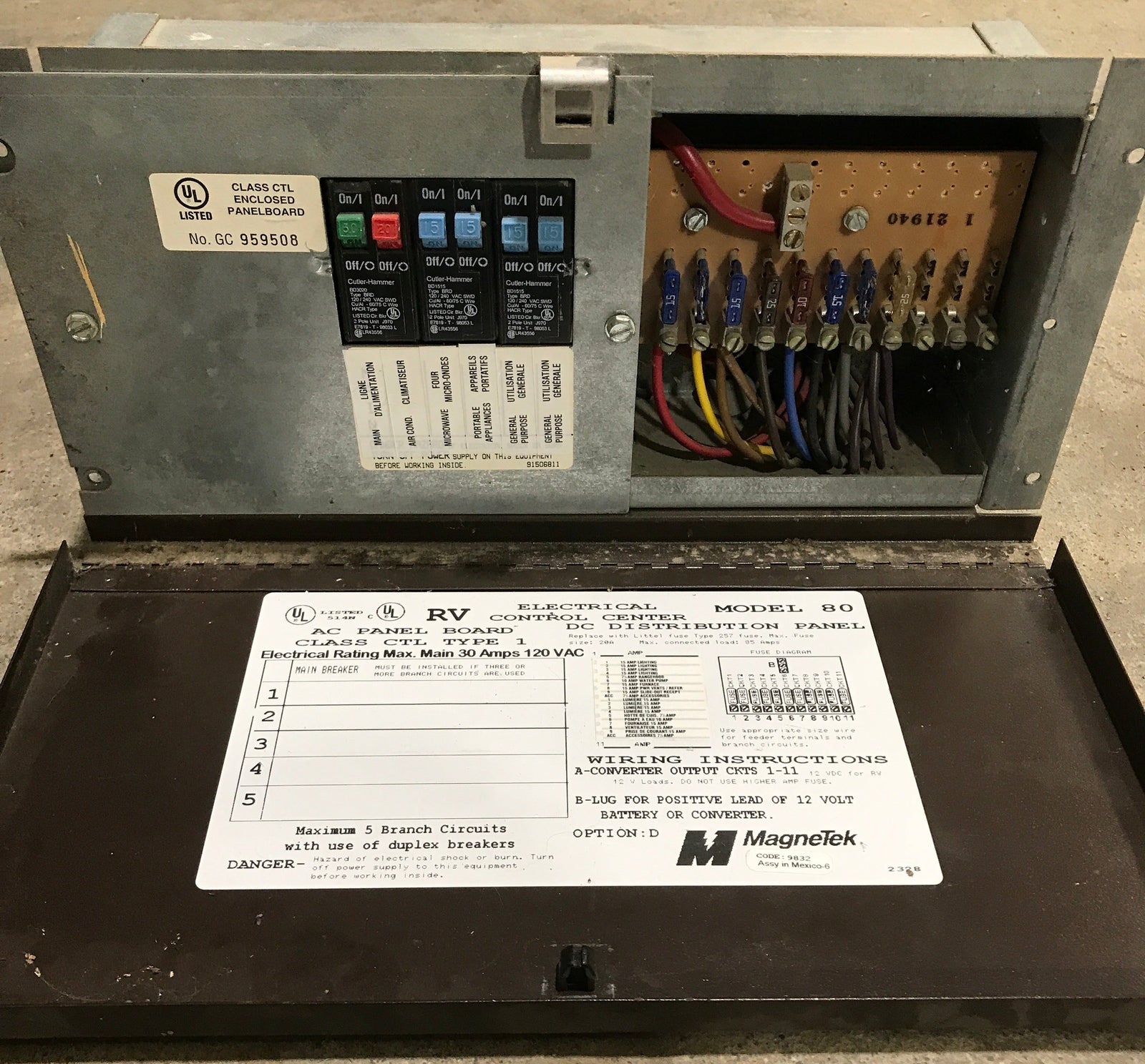 Used 20 AMP MAGNETEK DC Distribution Panel - Model 80