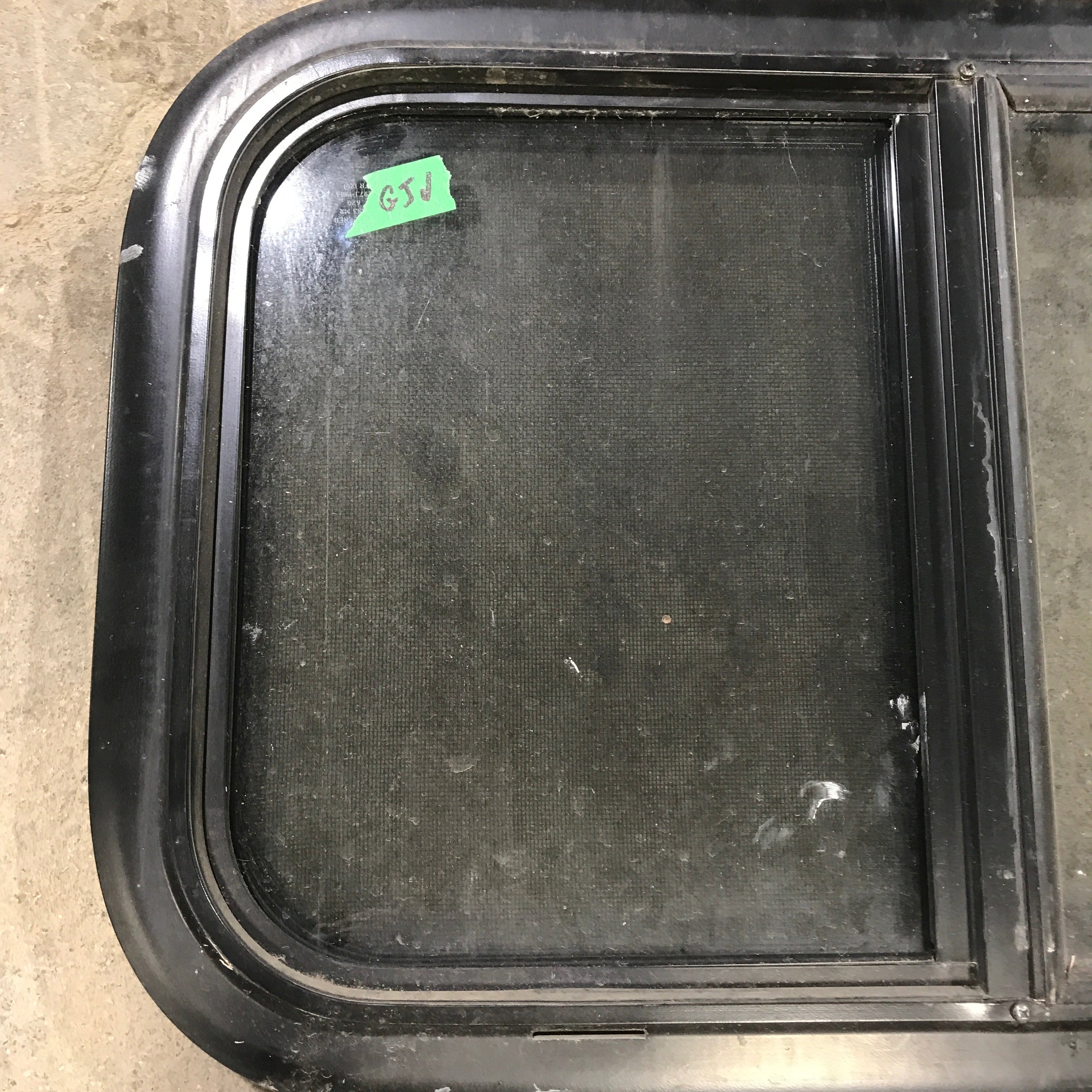 Used Black Radius Opening Window : 23.5" X 14.5" X 1.25" - Young Farts RV Parts