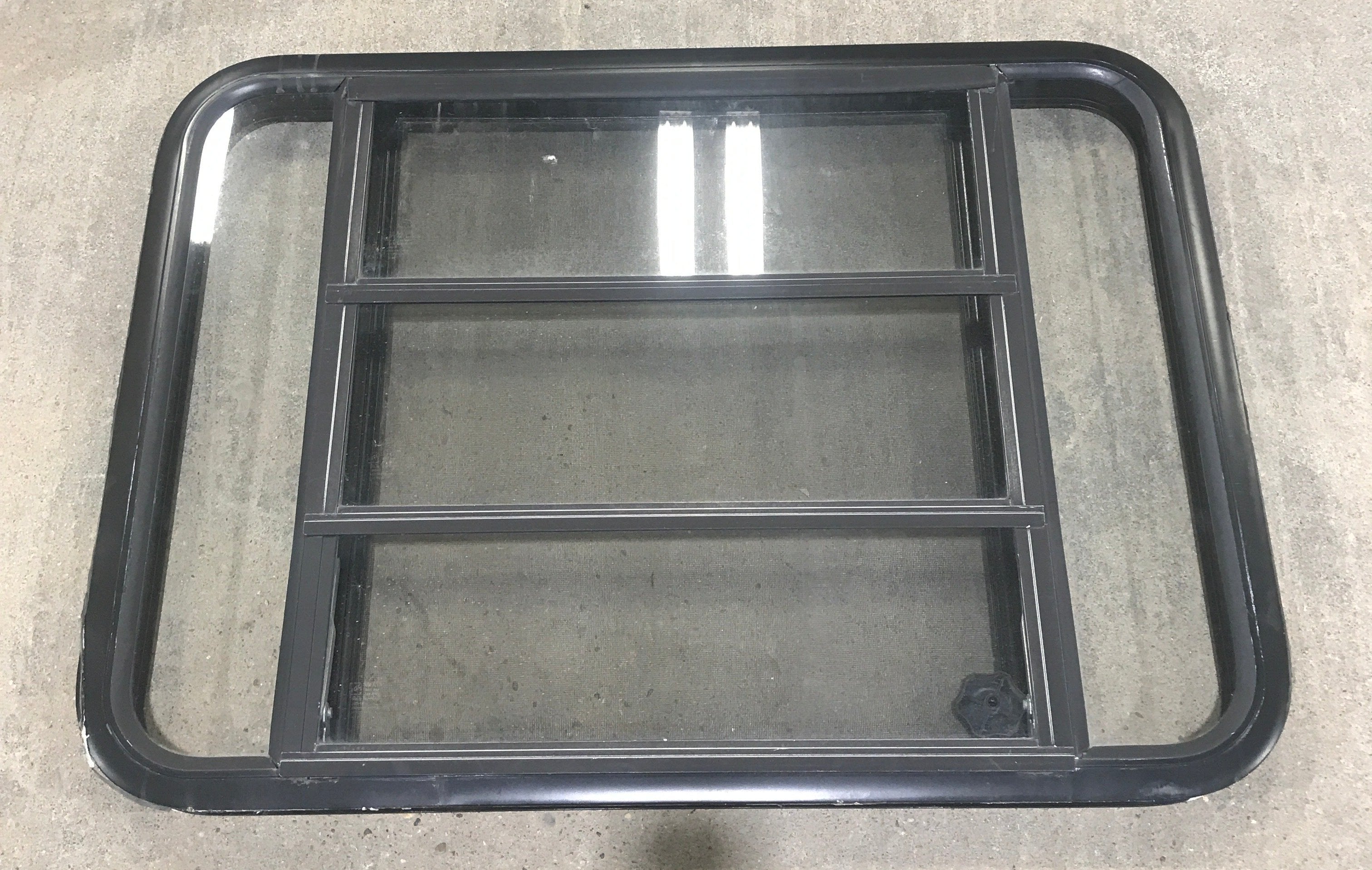 Used Black Radius Opening Window : 35 1/2" W X 25 3/4" H X 2" D