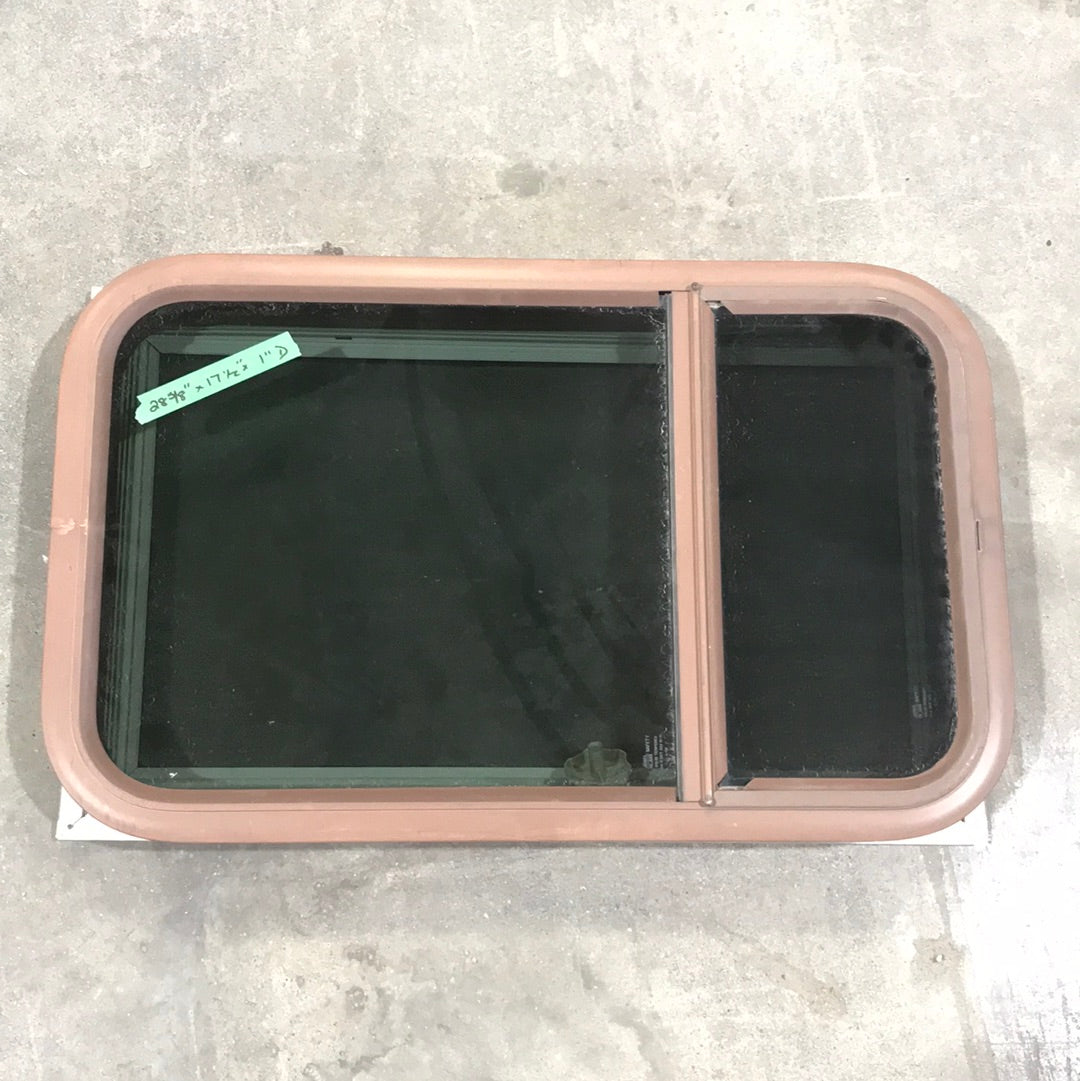 Used Brown Radius Double Pane-Storm Window : 28 3/4" W x 17 1/2" H x 1" D